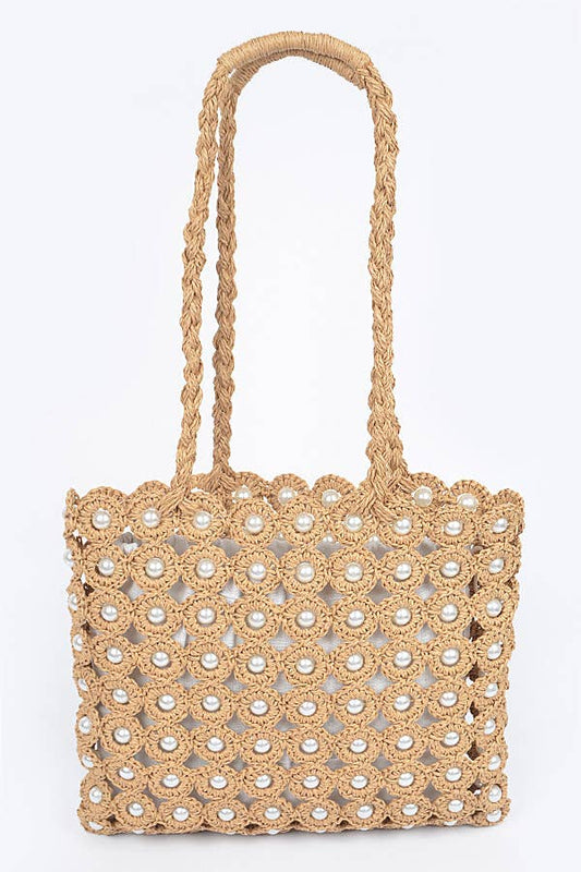 Studded Woven Cotton Bag