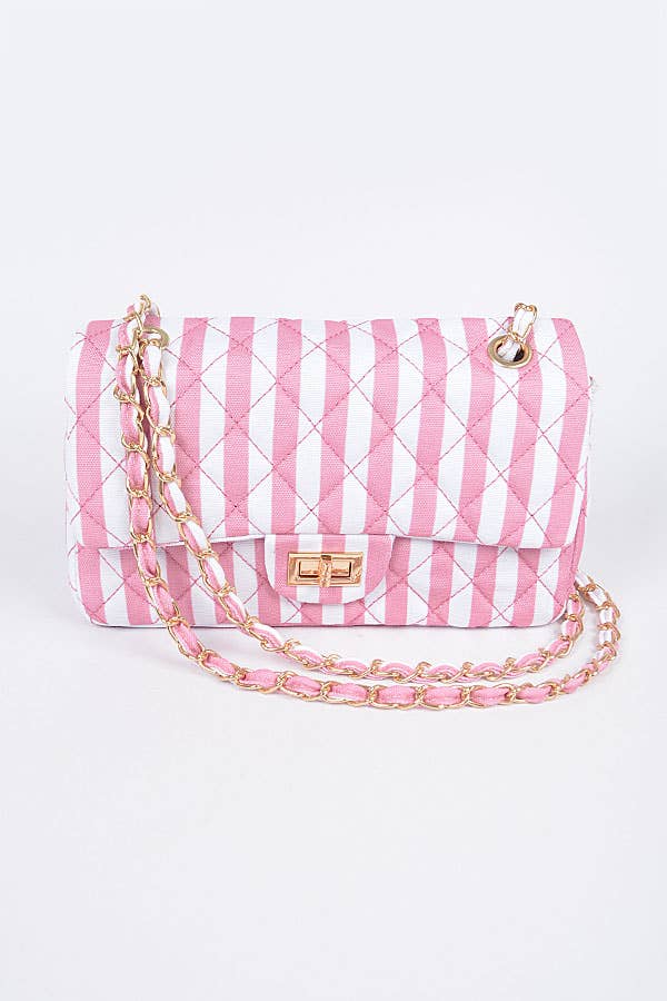 Quilted Stripe Shoulder Clutch